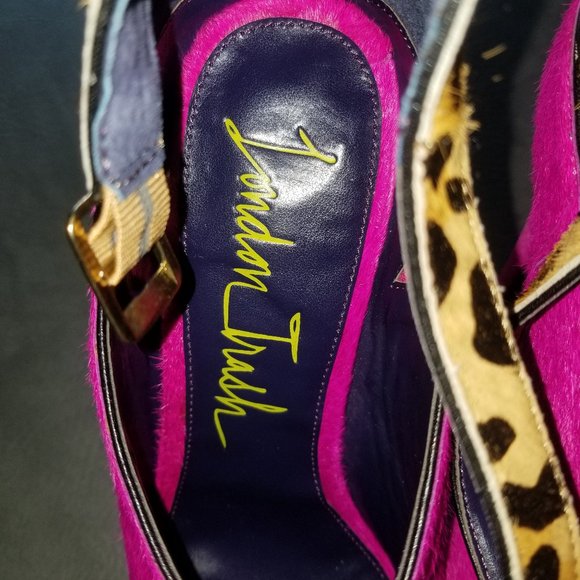 Rare size 11 Pink and Leopard Pony Hair 7 Inch Platform Heels - Picture 14 of 16